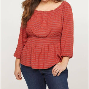 Lane Bryant Blouse Women Plus Size 22/24 Off Shoulder Ruffle Elastic Waist Top